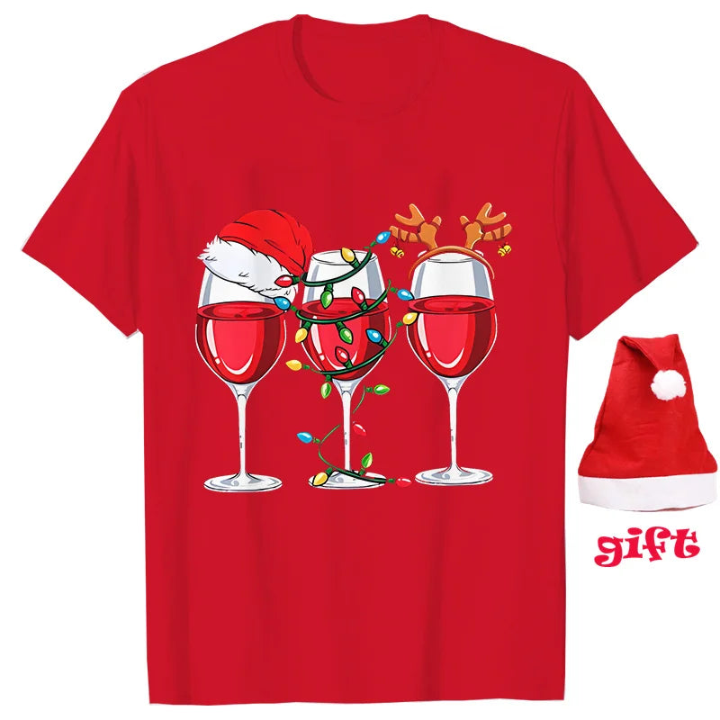 Christmas Wine Women T Shirts