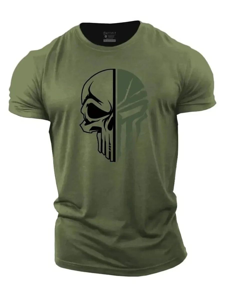 3D Men's T shirt for men Print Military Skull T Shirt Oversized Gym Short-Sleeved Sportswear Men Clothing Sport Top Tees