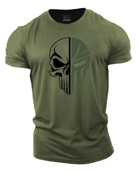 3D Men's T shirt for men Print Military Skull T Shirt Oversized Gym Short-Sleeved Sportswear Men Clothing Sport Top Tees
