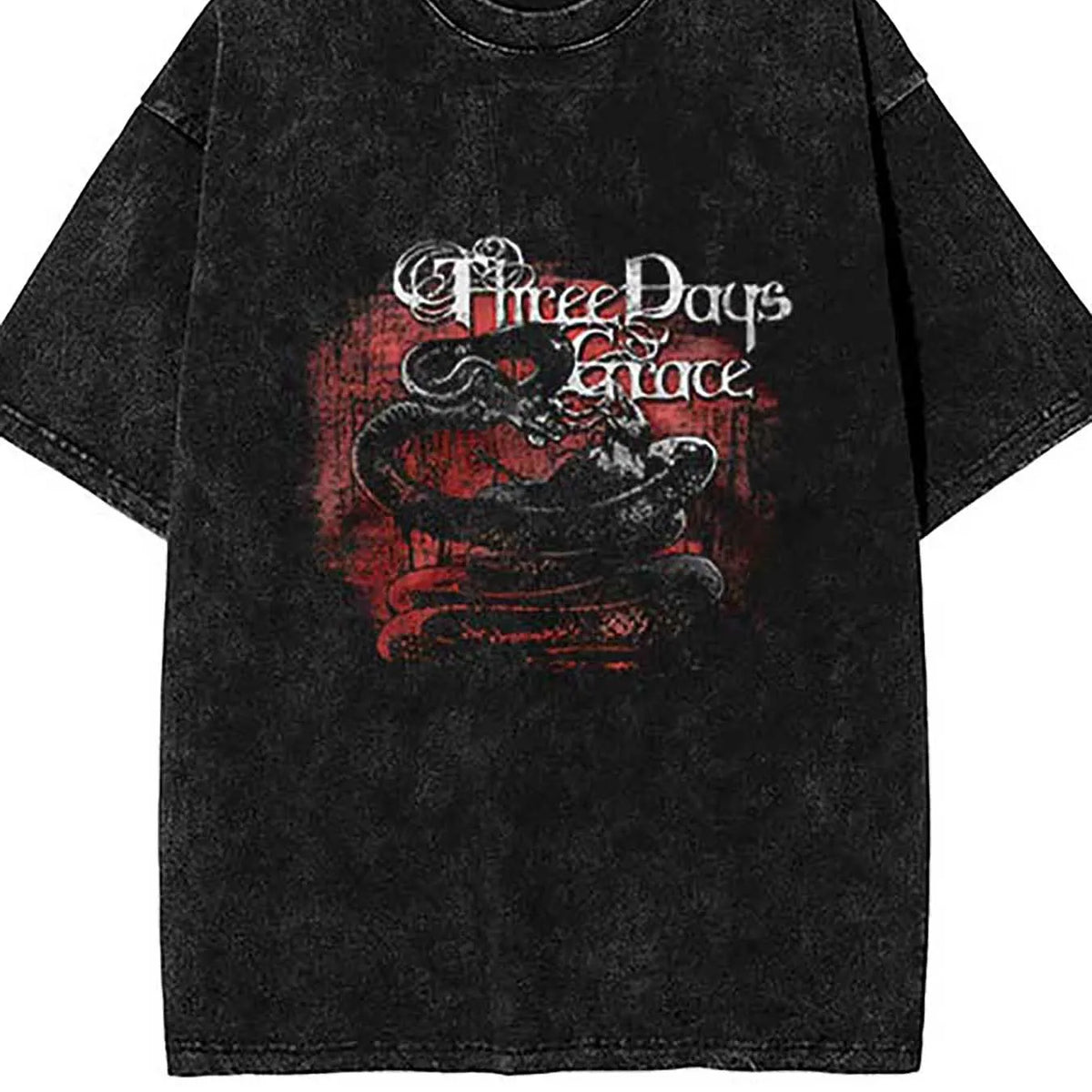 Three Days Grace T-shirt - Metal Band Shirt - Never Too Late vintage washed distressed batik thickened funny