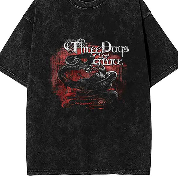 Three Days Grace T-shirt - Metal Band Shirt - Never Too Late vintage washed distressed batik thickened funny
