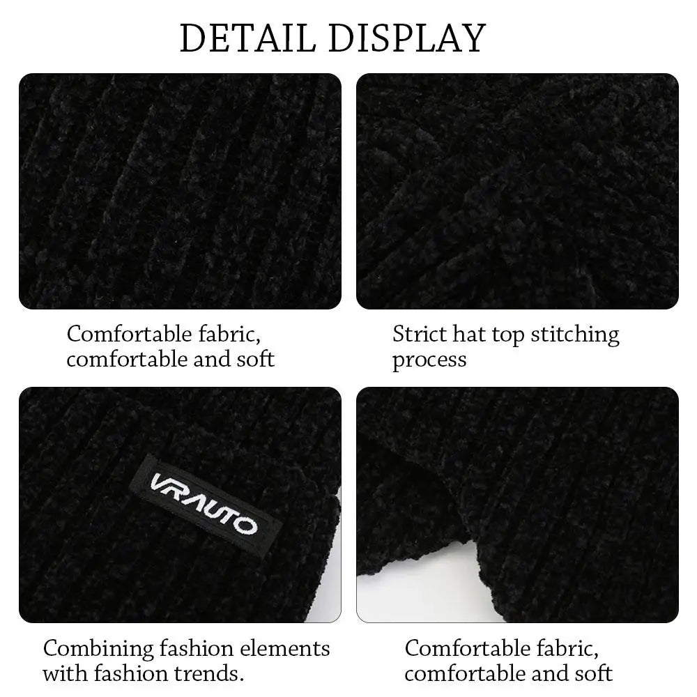 Windproof Knitted  Fleece-Lined Wool Hats