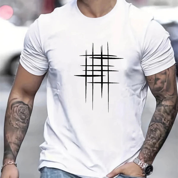 Simple Line Graphic T Shirts For Men Summer Fashion Short Sleeve O Neck 3D Printed T-shirts Loose Casual Breathable Tees Tops