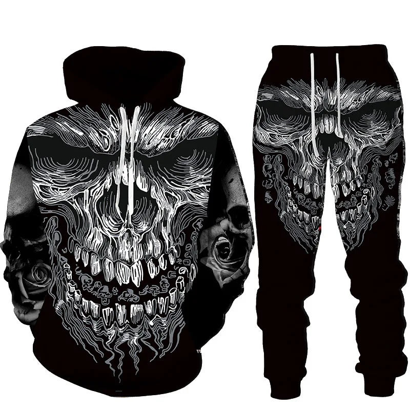 Men's Tracksuit Suit  Terror Skull Graphic 3D Print