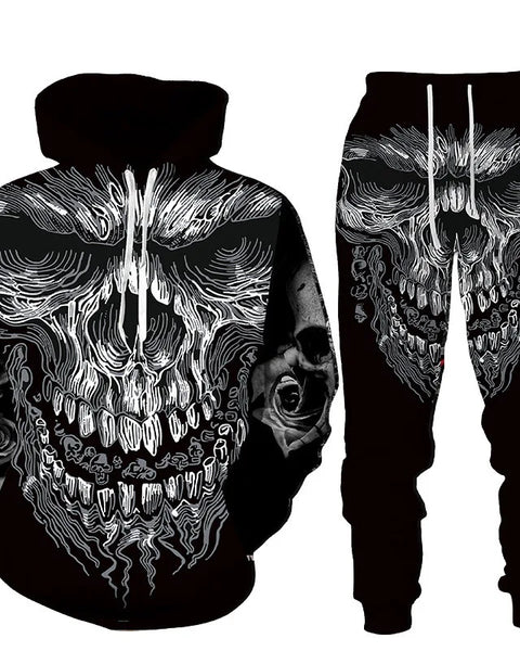 Men's Tracksuit Suit  Terror Skull Graphic 3D Print