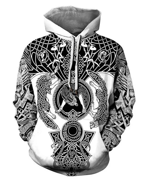 Vintage  Viking Mythology  Long Sleeve Oversized   Hoodie