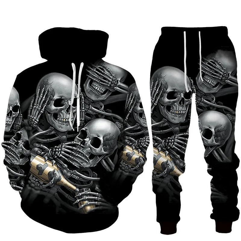 Men's Tracksuit Suit  Terror Skull Graphic 3D Print