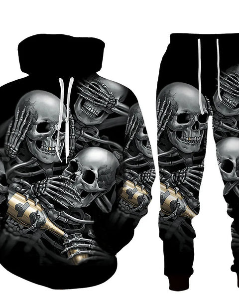 Men's Tracksuit Suit  Terror Skull Graphic 3D Print