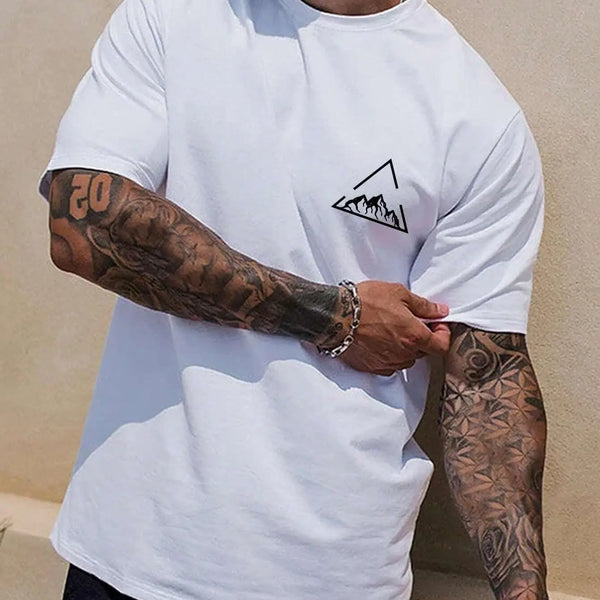 Mountain On Inspirationde Printing T-Shirt Men Oversized Cotton Summer Tshirt Breathable Loose O-Neck Tee Shirts Hip Hop Tees