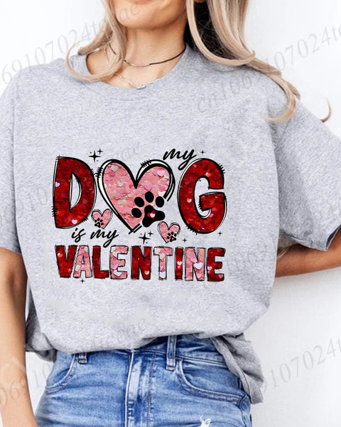 Valentine Print Casual O-Neck Fashion Streetwear  Women Graphic Tees