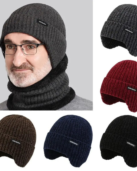 Windproof Knitted  Fleece-Lined Wool Hats