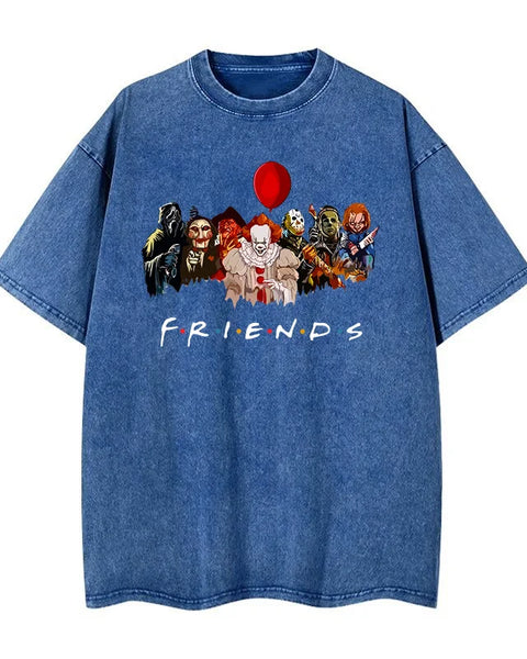 Cartoon clown friends simple loose comfortable breathable wash T-shirt