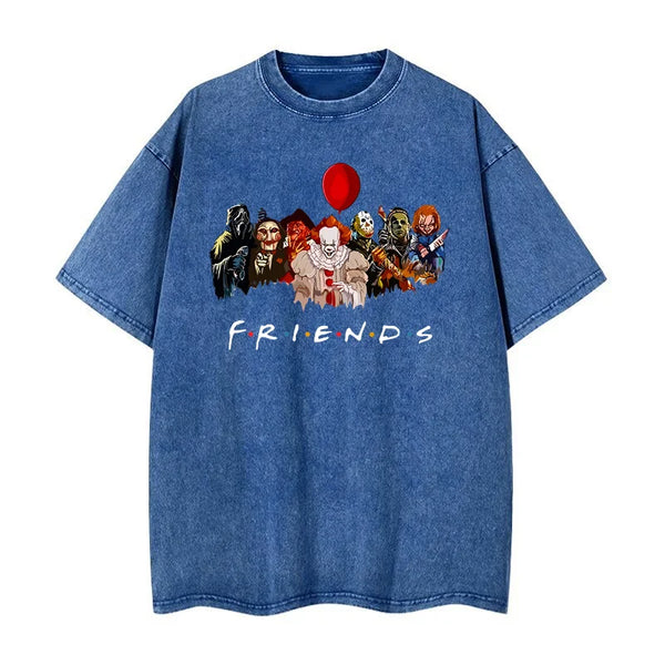 Cartoon clown friends simple loose comfortable breathable wash T-shirt