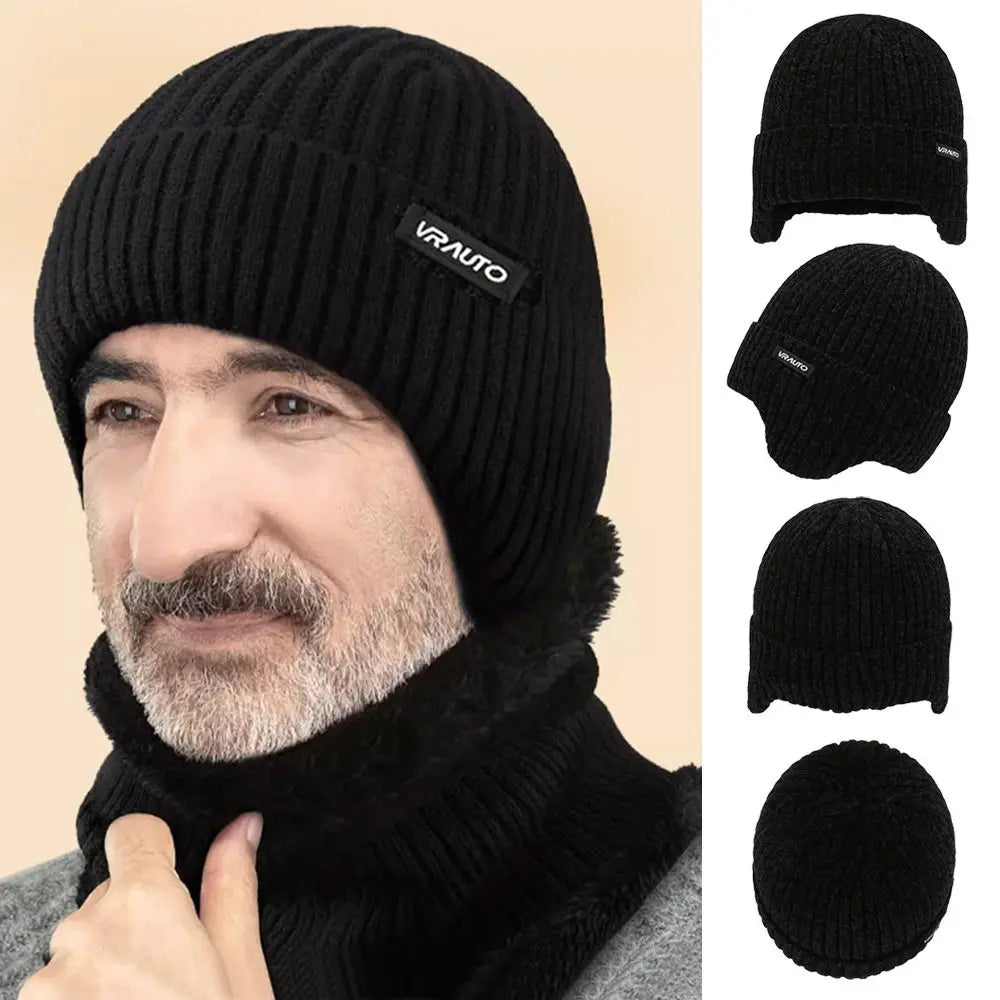 Windproof Knitted  Fleece-Lined Wool Hats