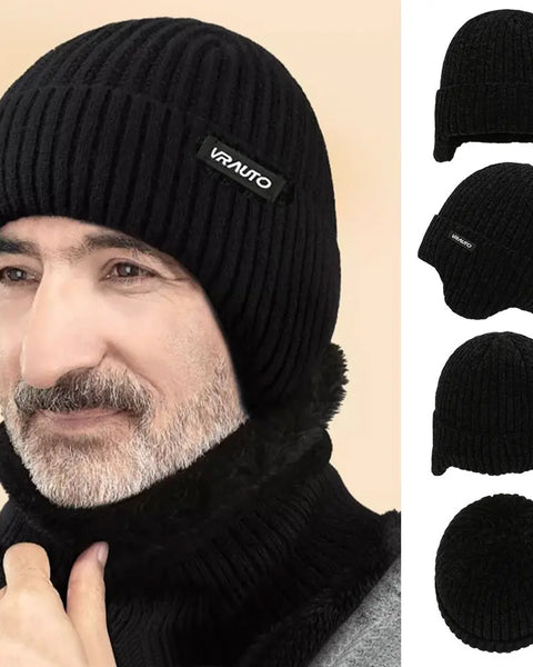 Windproof Knitted  Fleece-Lined Wool Hats