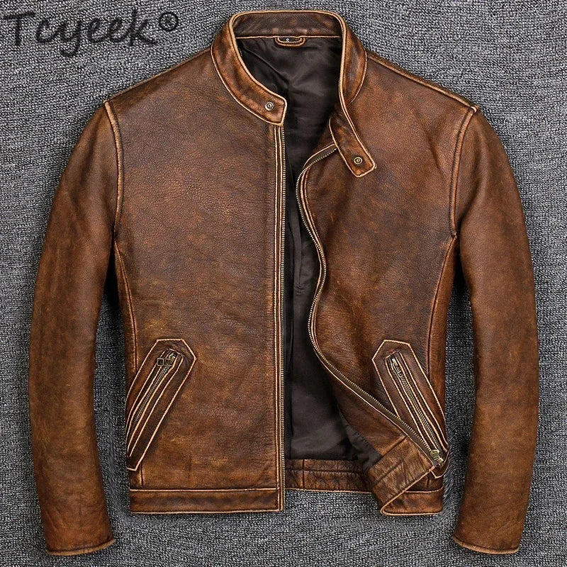 Winter  Men's Genuine Cow Leather Jacket