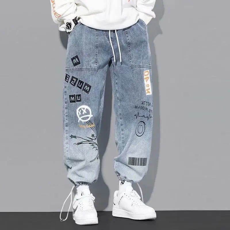 Jeans Loose Cartoon Hip Hop  Streetwear Jogging Pants