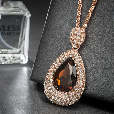 Women's Necklace Rhinestone Crystal Water Drop Pendant