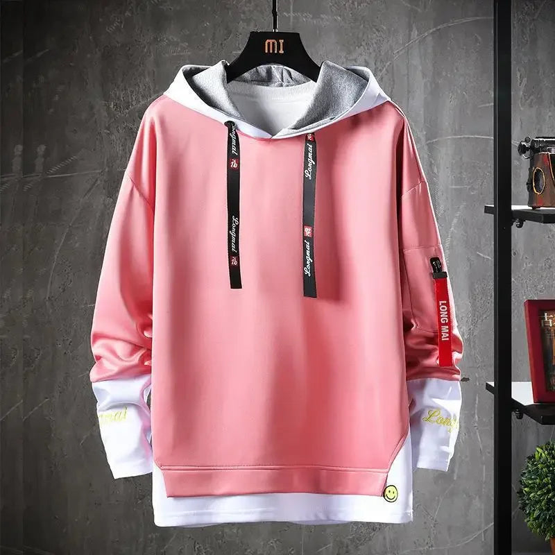 Trendy Two-Piece Illusion Sweatshirt Hooded