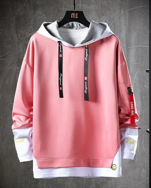 Trendy Two-Piece Illusion Sweatshirt Hooded