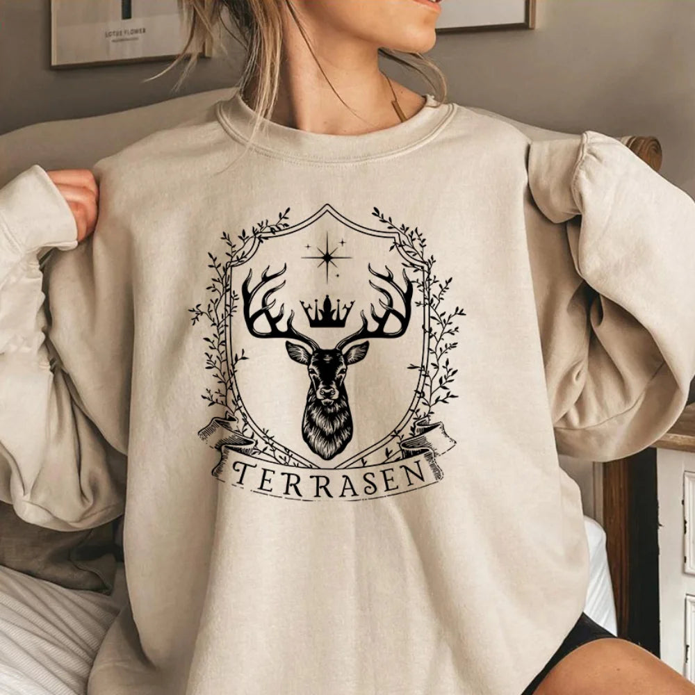 Terrasen Throne of Glass Sarah J Maas Series Hoodie Vintage Pullover Women Crewneck Sweatshirts