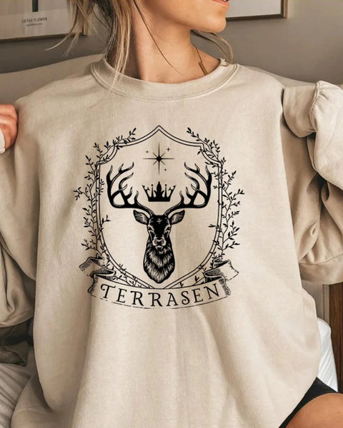 Terrasen Throne of Glass Sarah J Maas Series Hoodie Vintage Pullover Women Crewneck Sweatshirts