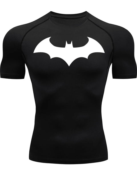 Bat Graphic Compression Shirts for Men Short Sleeve Rash Guard Gym Workout