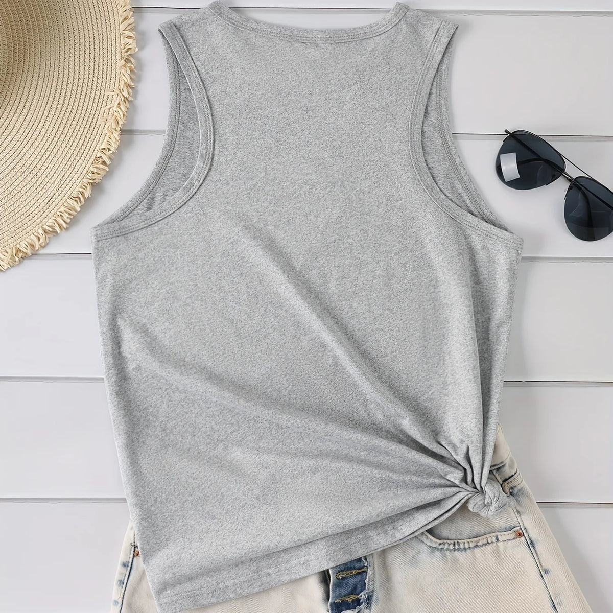 Marshmallows Print Round Neck Sleeveless Tank Top T-shirt