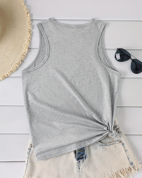 Marshmallows Print Round Neck Sleeveless Tank Top T-shirt