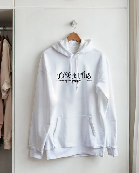 Gothic Hoodie with EXSOLITUS Text – Streetwear Aesthetic Unisex Pullover – Grunge Darkcore Sweatshirt