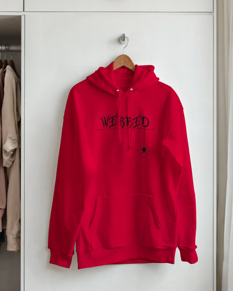 Webbed Spider Graphic Hoodie – Gothic Streetwear with Dark Vibes