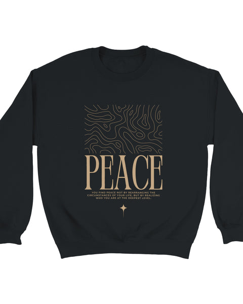 "PEACE" Minimalist Quote Sweatshirt – Inner Stillness Typography Design