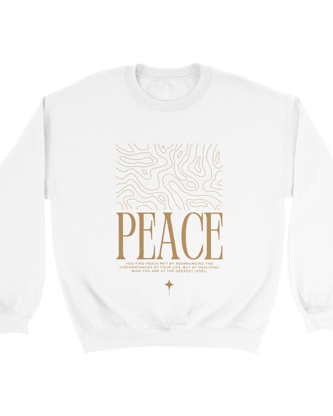 "PEACE" Minimalist Quote Sweatshirt – Inner Stillness Typography Design