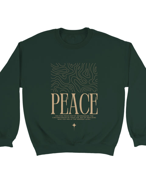 "PEACE" Minimalist Quote Sweatshirt – Inner Stillness Typography Design