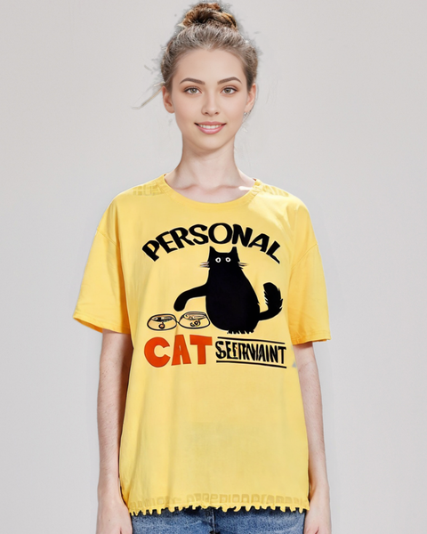 Black Cat Personal Cat Servant Funny Cat Meme Women Men's T-Shirt