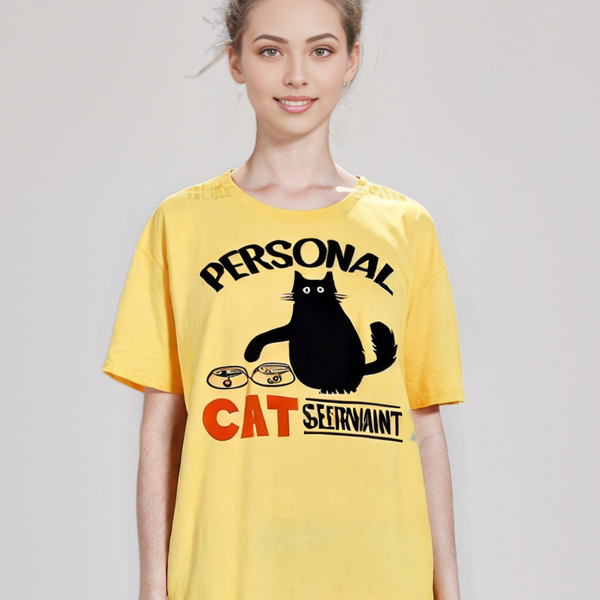 Black Cat Personal Cat Servant Funny Cat Meme Women Men's T-Shirt